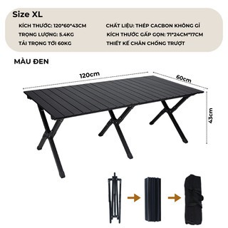 Bàn Đen Xếp Gấp Gọn Du Lịch Và Dã Ngoại 120cm (BA12.1)