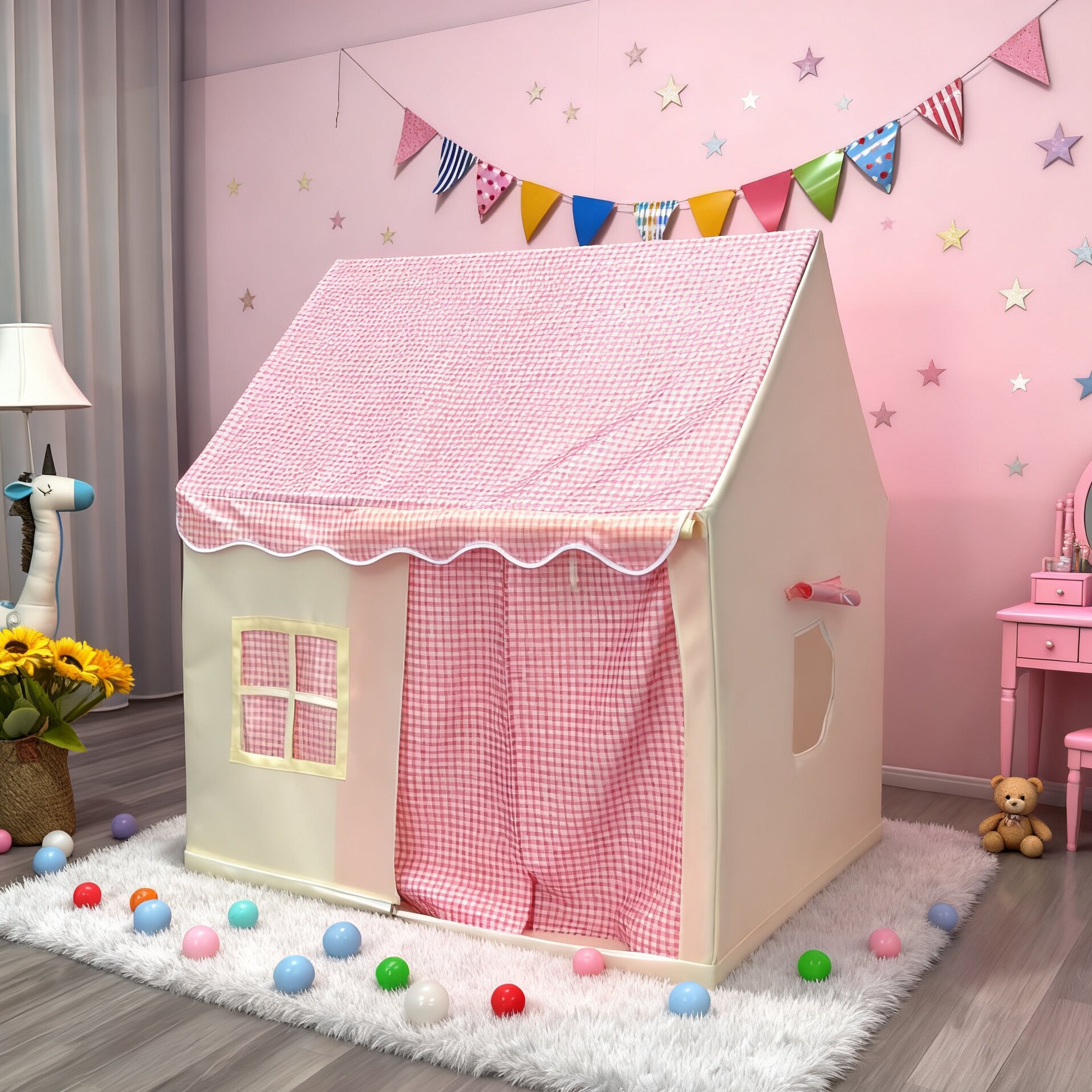 Lều Cho Bé, Lều Hình Ngôi Nhà Cỡ Lớn Phong Cách Hàn Quốc Cao Cấp, kích thước 125x120cm (LT73)