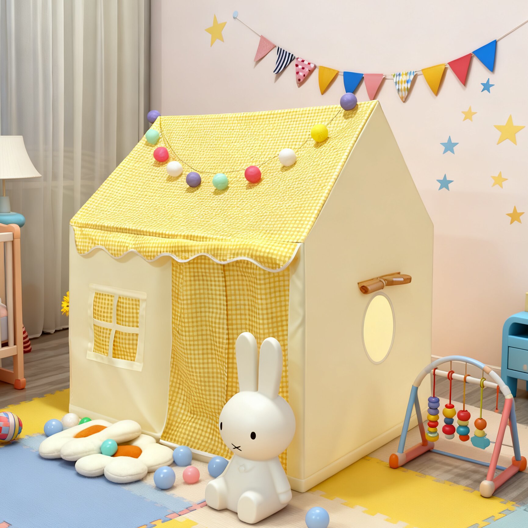 Lều Ngôi Nhà Cho Bé Màu Vàng Dễ Lắp Ráp, kích thước 125x120cm (LT73.1)